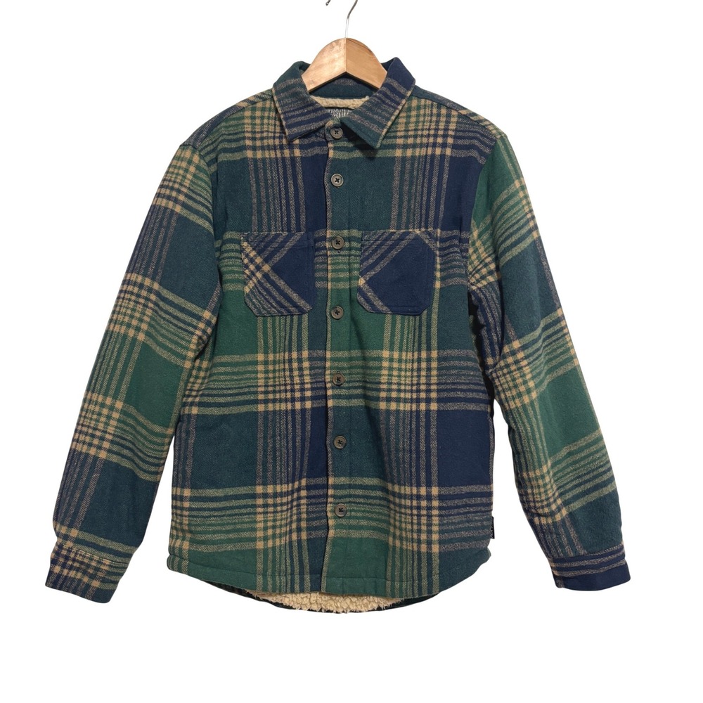 Brooklyn Cloth Flannel Shirt Jacket Mens S Plaid Sherpa Lined Shacket Outdoor